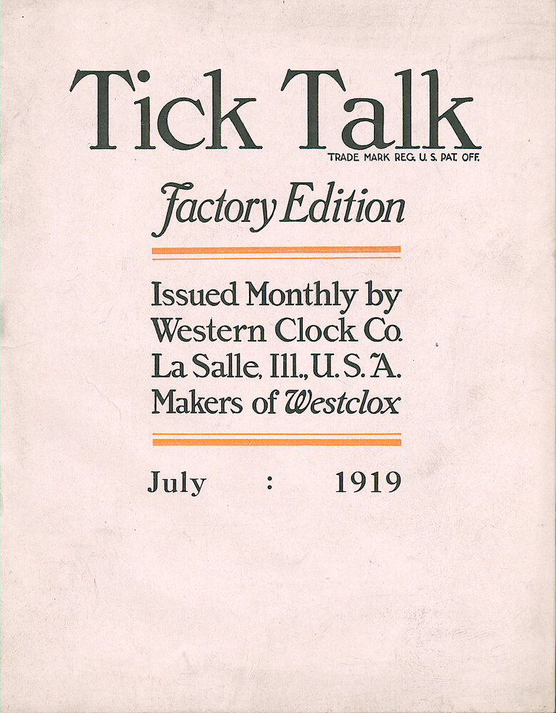 Westclox Tick Talk, July 1919 (Factory Edition), Vol. 5 No. 1 > F