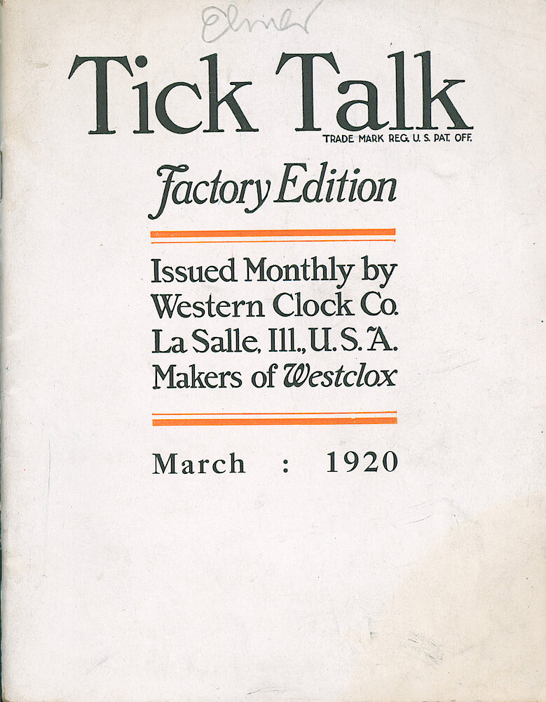 Westclox Tick Talk, March 1920 (Factory Edition), Vol. 5 No. 9 > F