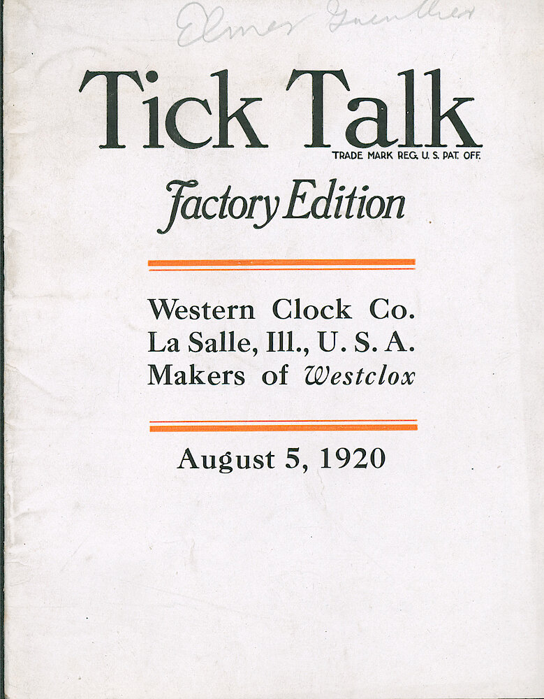 Westclox Tick Talk, August 5, 1920 (Factory Edition), Vol. 6 No. 2 > F