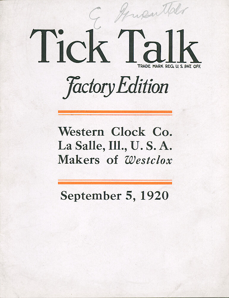 Westclox Tick Talk, September 5, 1920 (Factory Edition), Vol. 6 No. 4 > F