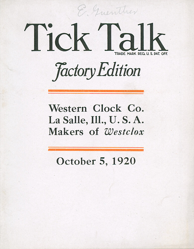 Westclox Tick Talk, October 5, 1920 (Factory Edition), Vol. 6 No. 6 > F