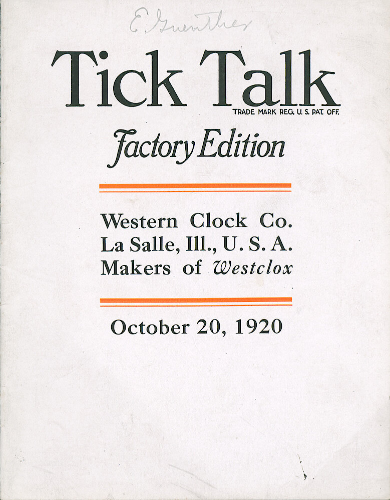 Westclox Tick Talk, October 20, 1920 (Factory Edition), Vol. 6 No. 7 > F