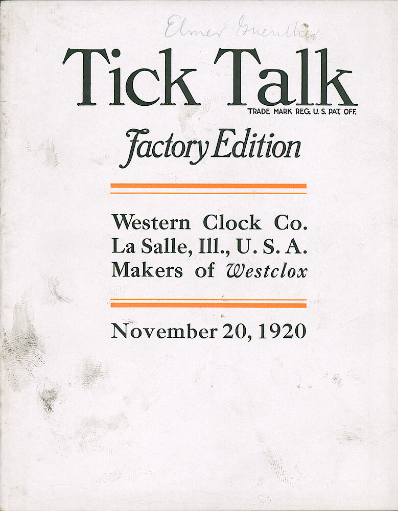 Westclox Tick Talk, November 20, 1920 (Factory Edition), Vol. 6 No. 9 > F