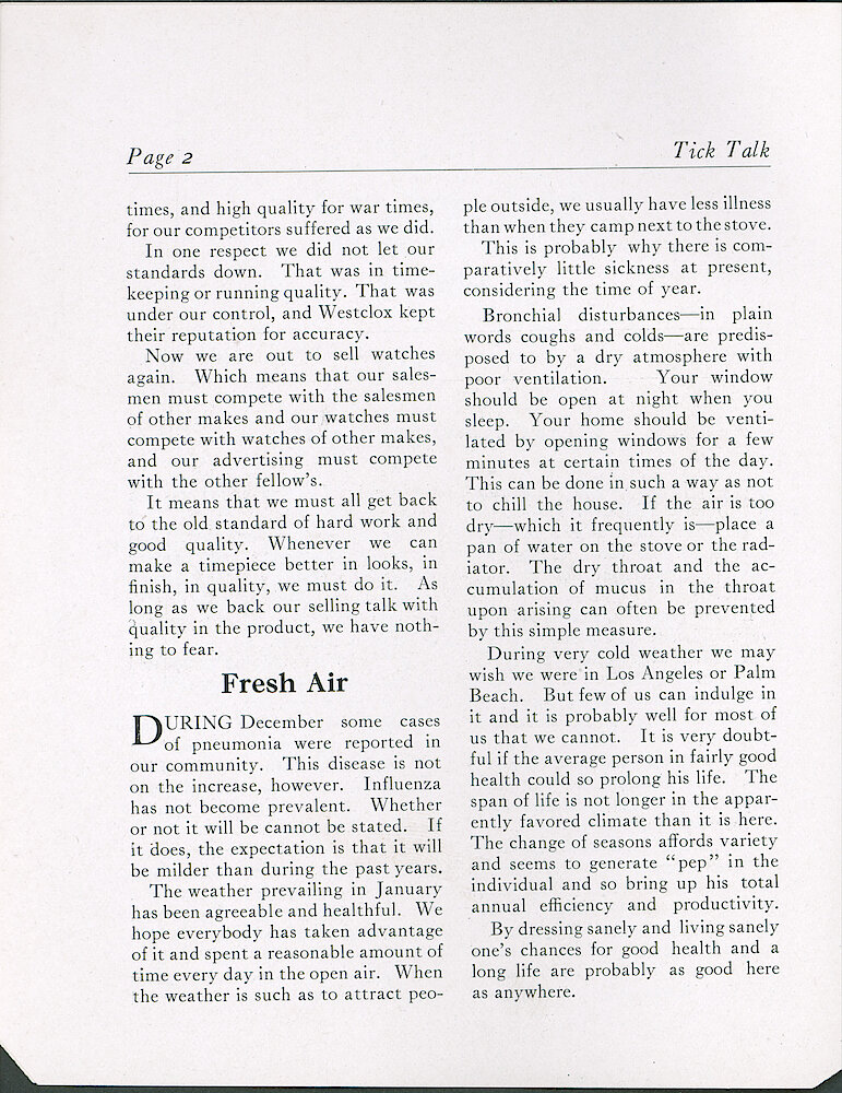 Westclox Tick Talk, January 20, 1921 (Factory Edition), Vol. 6 No. 13 > 2. Marketing: "Watches To Sell"