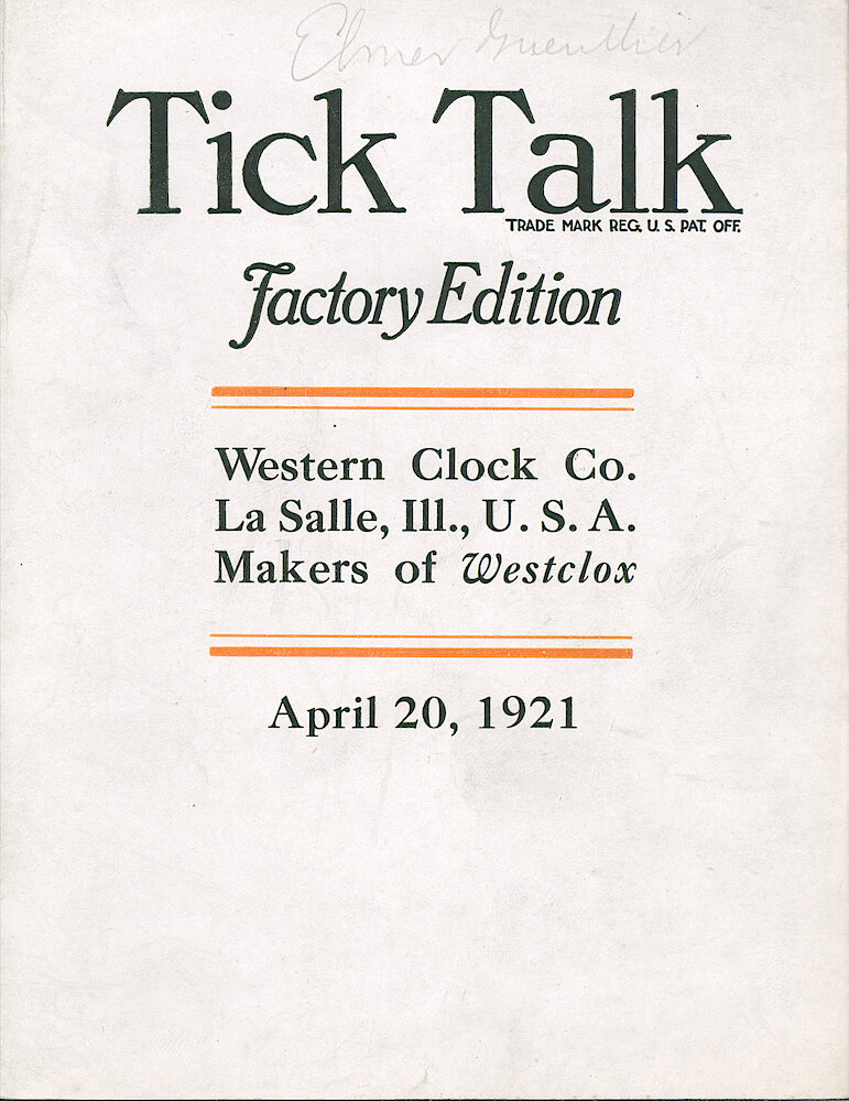 Westclox Tick Talk, April 20, 1921 (Factory Edition), Vol. 6 No. 19 > F