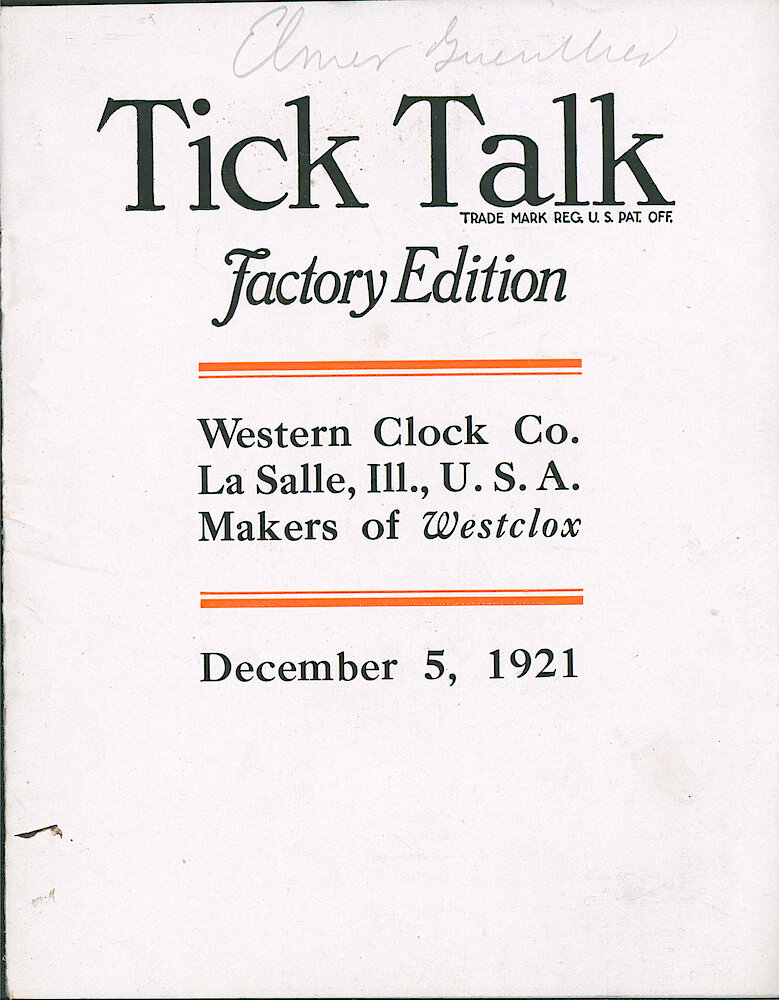 Westclox Tick Talk, December 5, 1921 (Factory Edition), Vol. 7 No. 11 > F