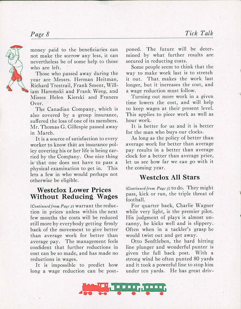 Westclox Tick Talk, December 20, 1921 (Factory Edition), Vol. 7 No. 12 > 8. Corporate: "Westclox Lowering Prices Without Reducing Wages"