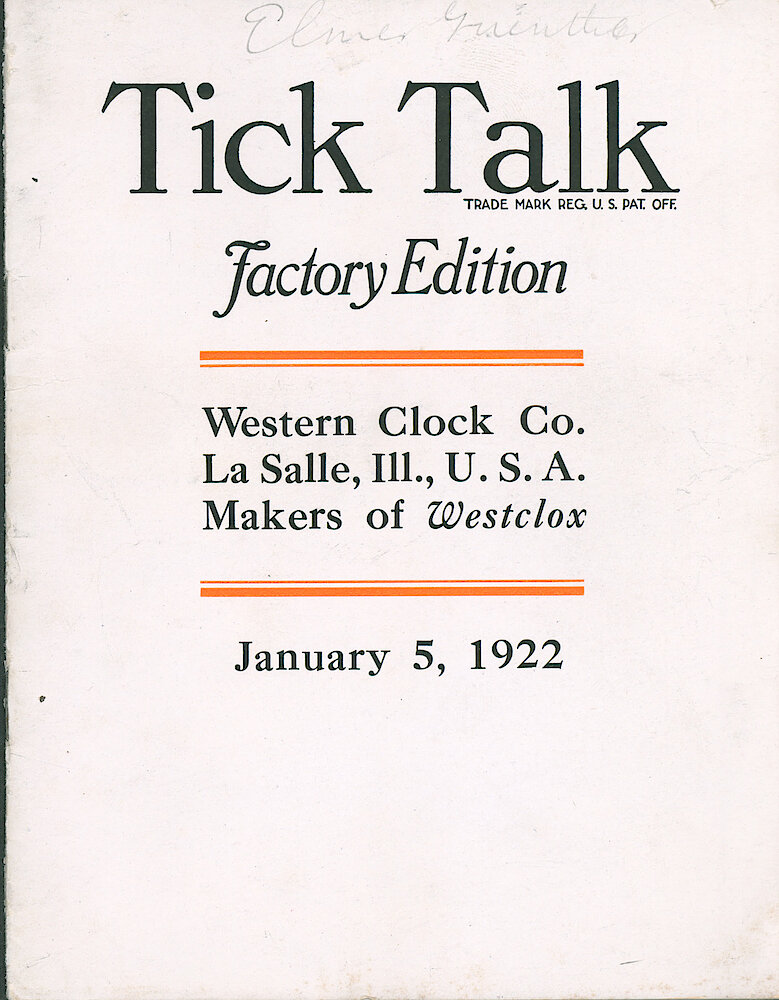 Westclox Tick Talk, January 5, 1922 (Factory Edition), Vol. 7 No. 13 > F