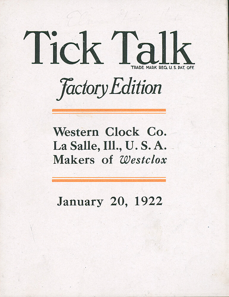 Westclox Tick Talk, January 20,1922 (Factory Edition), Vol. 7 No. 14 > F