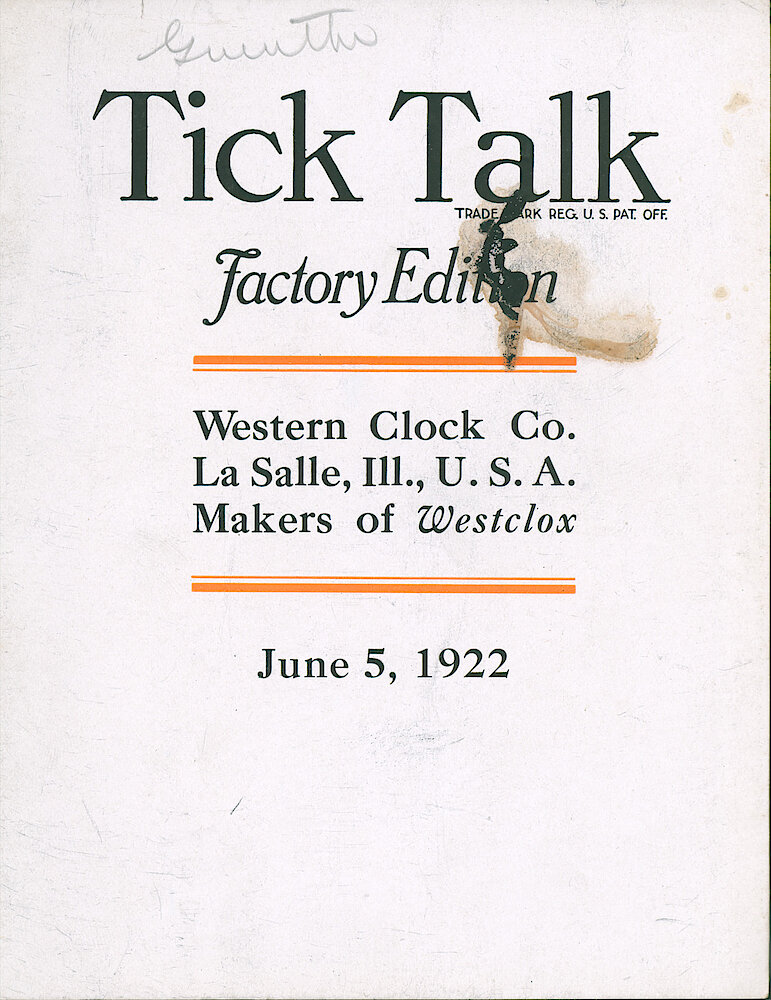 Westclox Tick Talk, June 5, 1922 (Factory Edition), Vol. 7 No. 23 > F