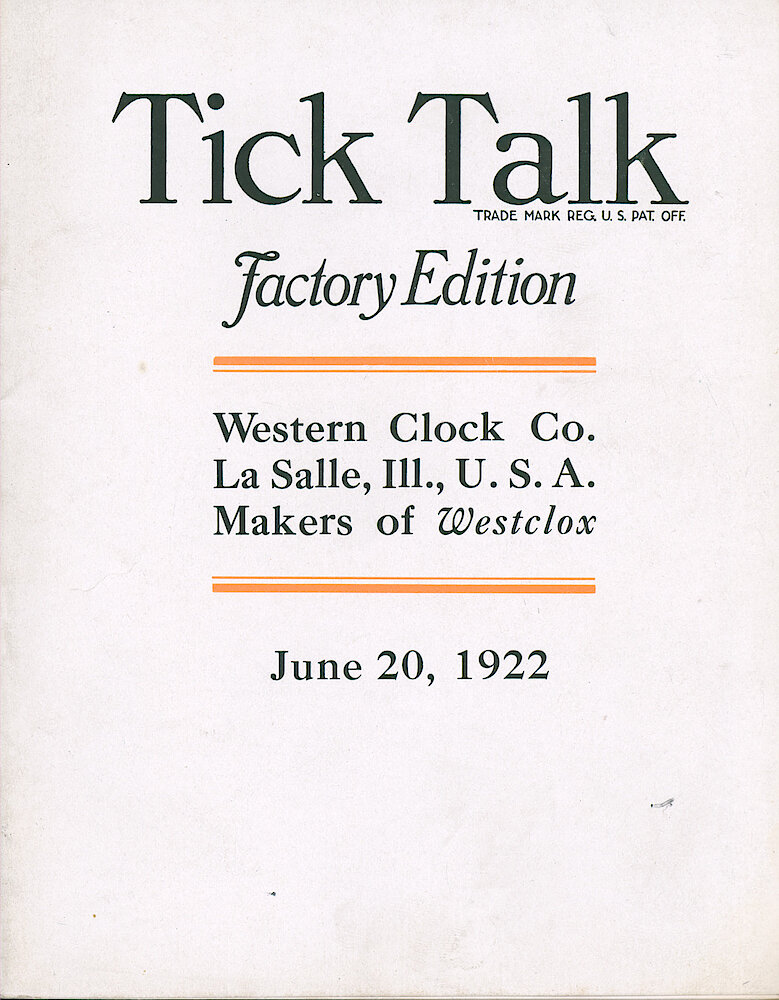 Westclox Tick Talk, June 20, 1922 (Factory Edition), Vol. 7 No. 24 > F