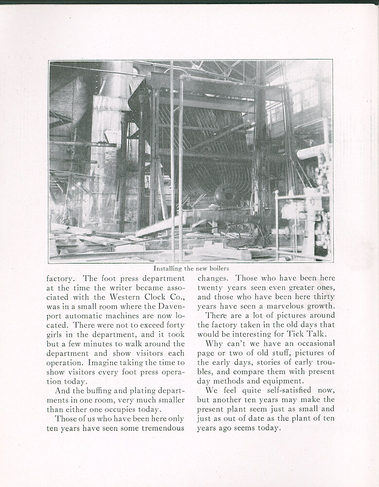 Westclox Tick Talk, August 20, 1922 (Factory Edition), Vol. 8 No. 4 > 2. Historical Article: "A Reflection Of The Past"