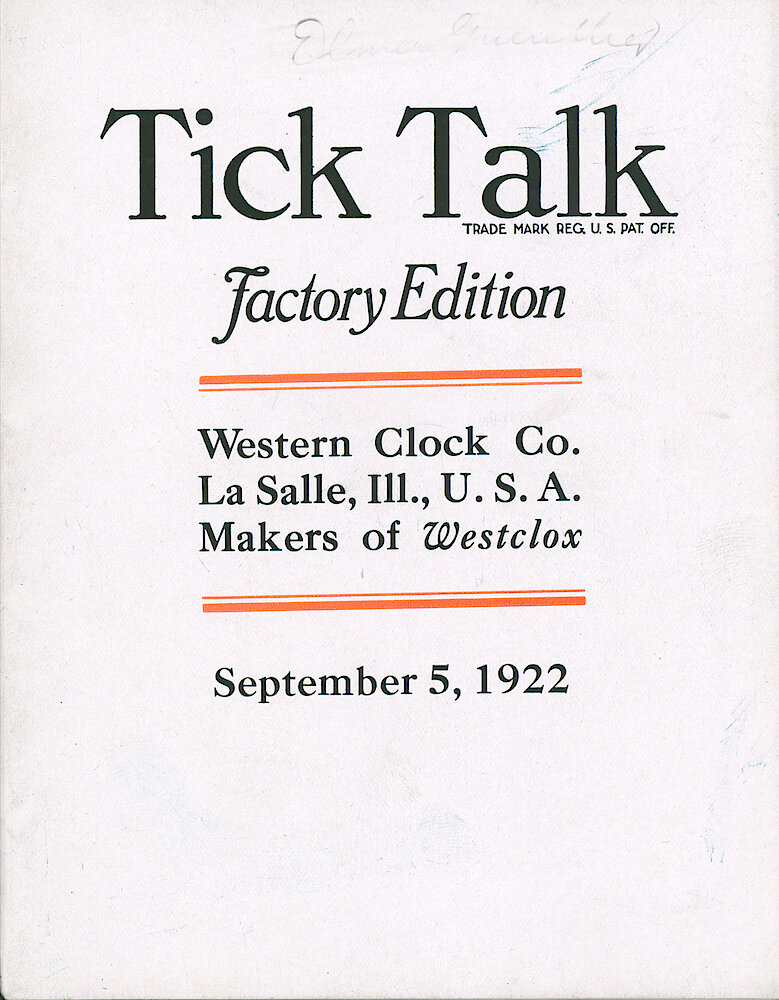 Westclox Tick Talk, September 5, 1922 (Factory Edition), Vol. 8 No. 5 > F