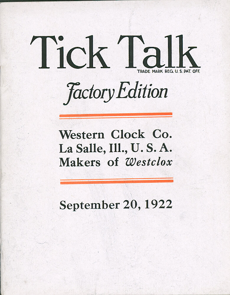 Westclox Tick Talk, September 20,1922 (Factory Edition), Vol. 8 No. 6 > F