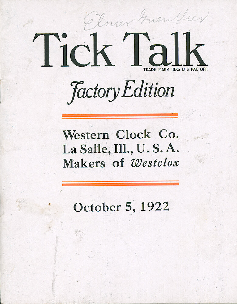 Westclox Tick Talk, October 5, 1922 (Factory Edition), Vol. 8 No. 7 > F