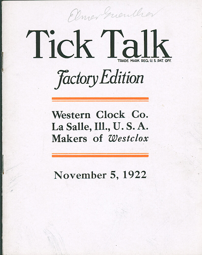 Westclox Tick Talk, November 5 1922 (Factory Edition), Vol. 8 No. 9 > F