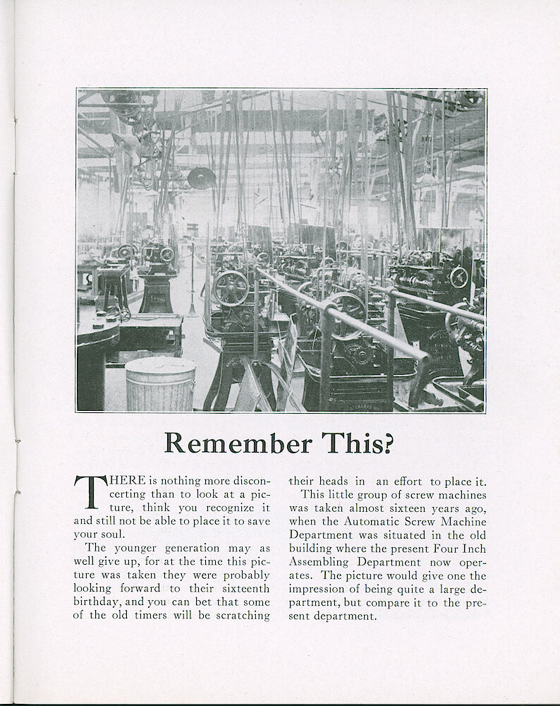 Westclox Tick Talk, November 20, 1922 (Factory Edition), Vol. 8 No. 10 > 3. Historical Picture: Group Of Screw Machines Ca. 1907.