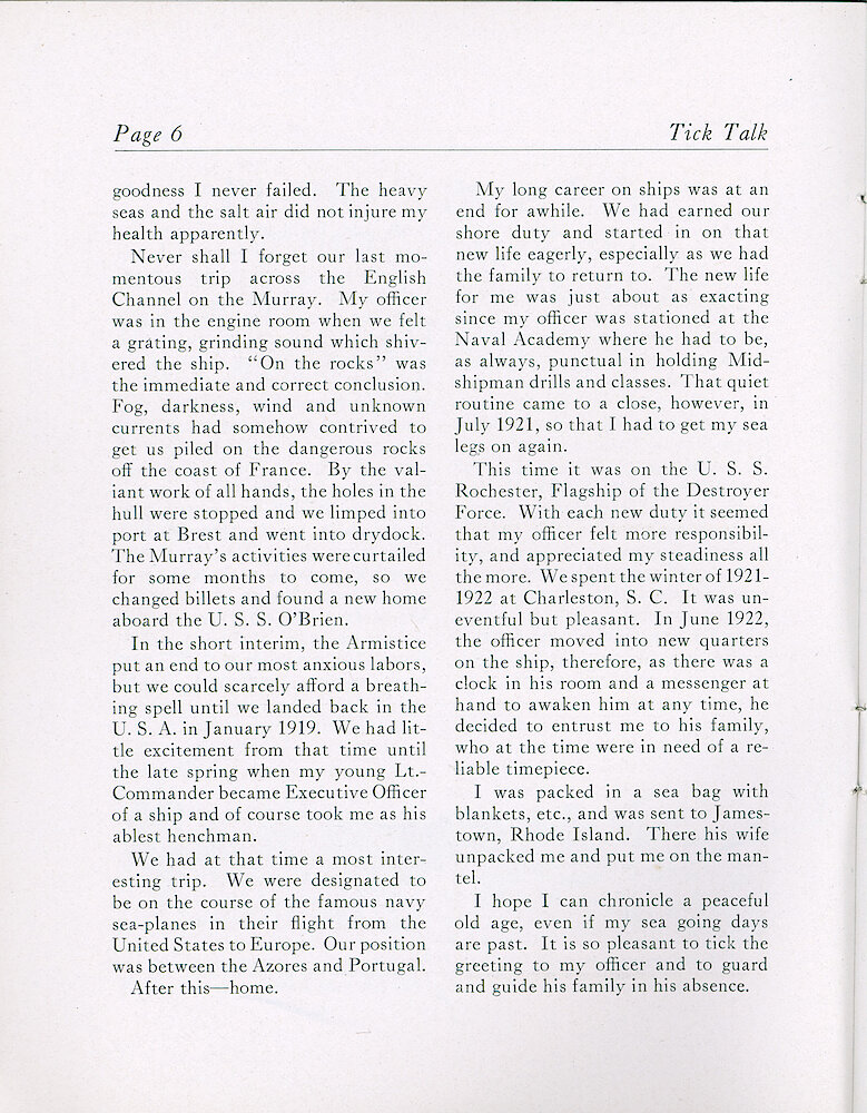 Westclox Tick Talk, November 20, 1922 (Factory Edition), Vol. 8 No. 10 > 6. Article: "Big Ben&039;s Busy Life"