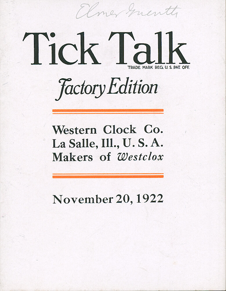 Westclox Tick Talk, November 20, 1922 (Factory Edition), Vol. 8 No. 10 > F