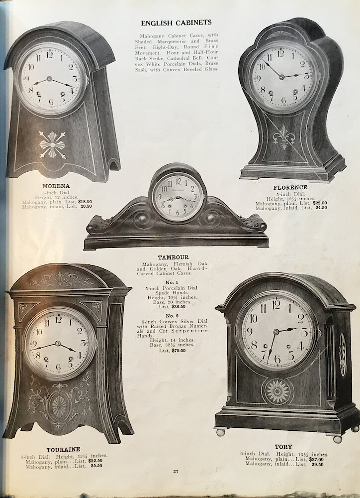 1813 - 1913 Centennial Catalog - Seth Thomas Clock Company Catalog No. 700 > 27