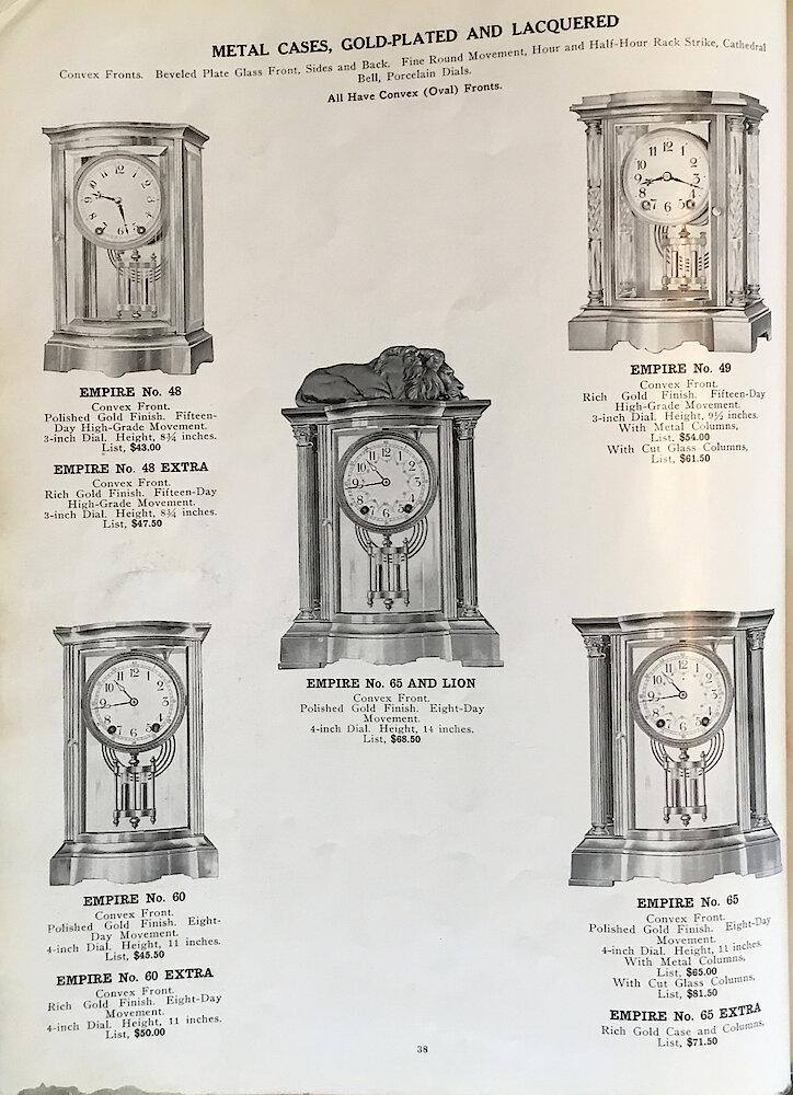 1813 - 1913 Centennial Catalog - Seth Thomas Clock Company Catalog No. 700 > 38