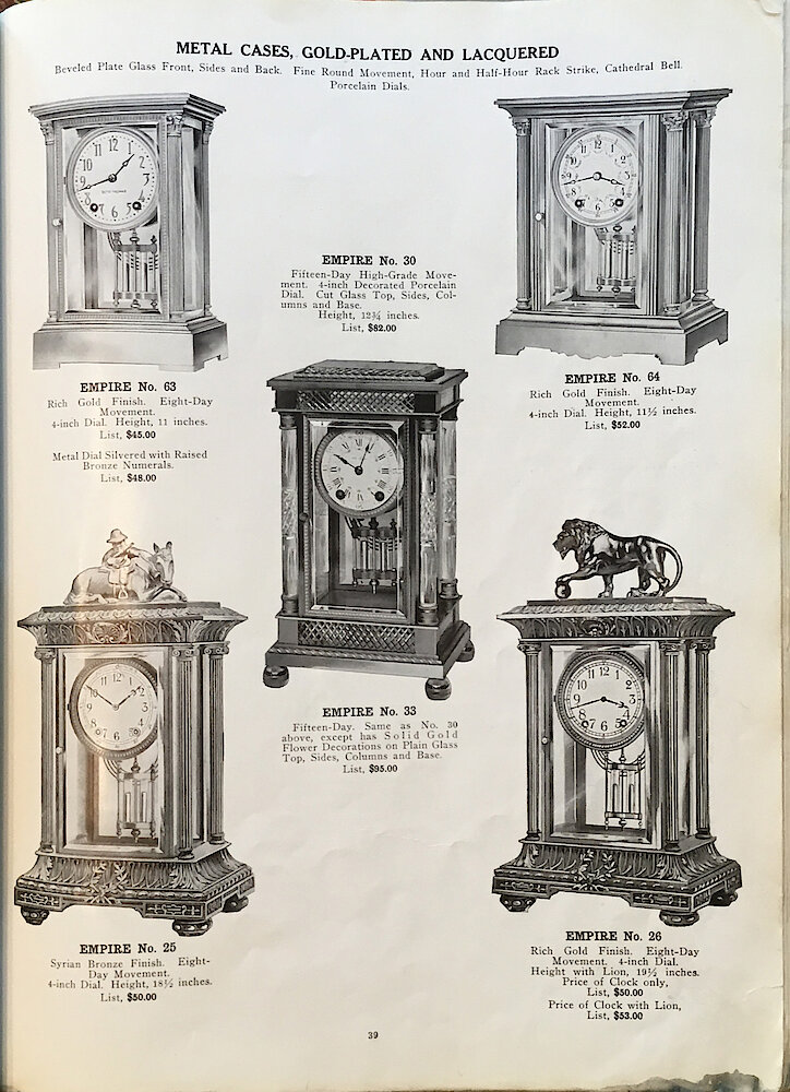 1813 - 1913 Centennial Catalog - Seth Thomas Clock Company Catalog No. 700 > 39