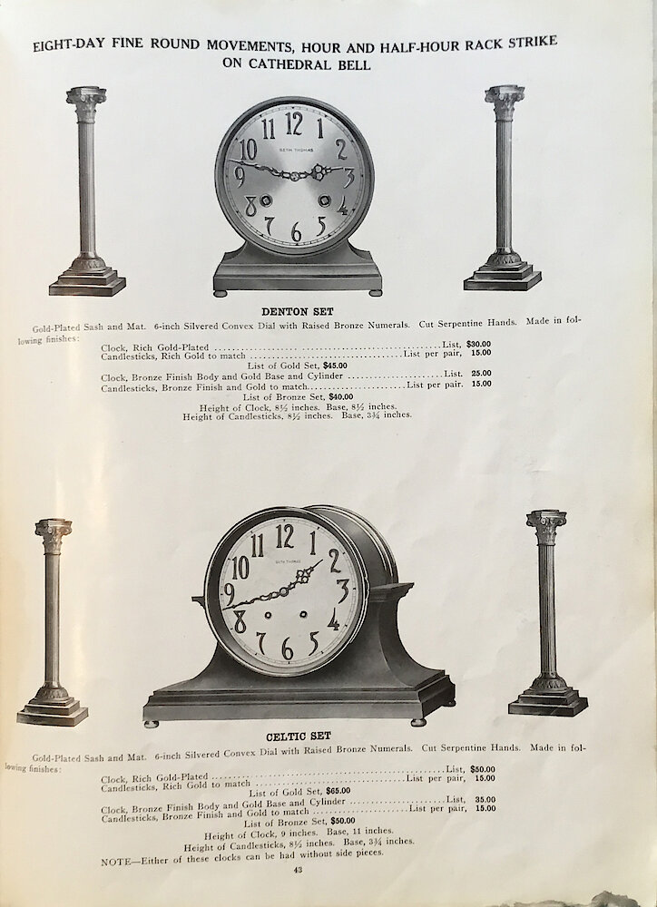 1813 - 1913 Centennial Catalog - Seth Thomas Clock Company Catalog No. 700 > 43