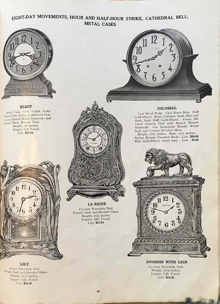 1813 - 1913 Centennial Catalog - Seth Thomas Clock Company Catalog No. 700 > 49