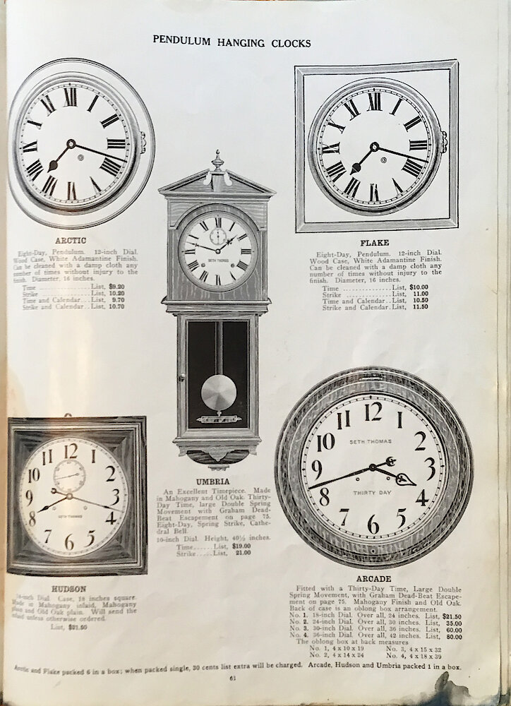 1813 - 1913 Centennial Catalog - Seth Thomas Clock Company Catalog No. 700 > 61