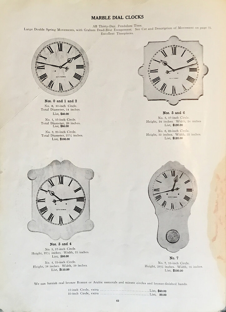 1813 - 1913 Centennial Catalog - Seth Thomas Clock Company Catalog No. 700 > 62