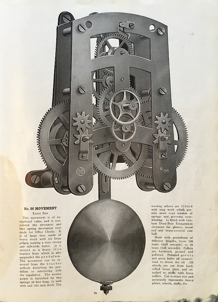 1813 - 1913 Centennial Catalog - Seth Thomas Clock Company Catalog No. 700 > No. 86 Movement