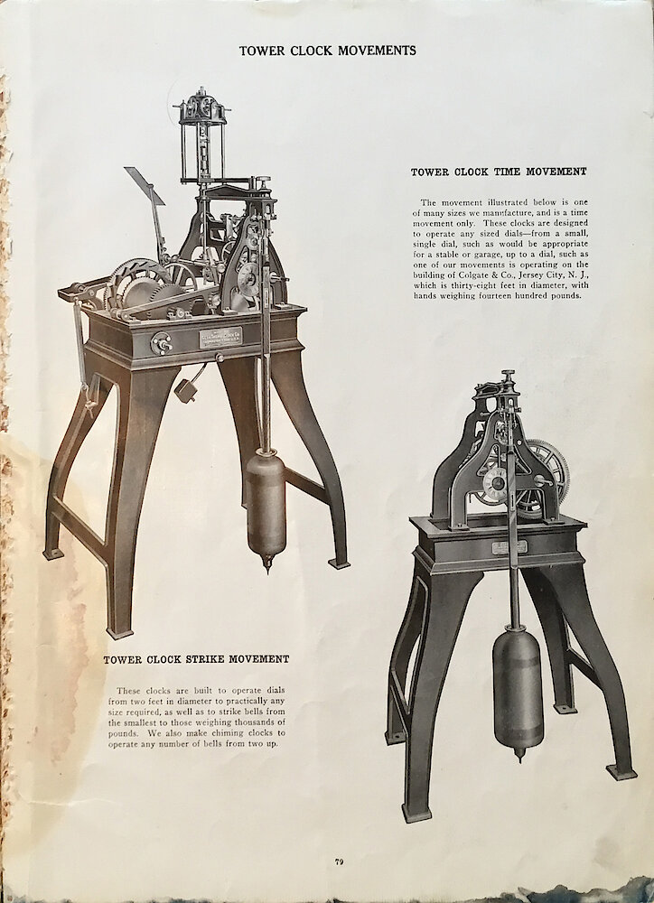 1813 - 1913 Centennial Catalog - Seth Thomas Clock Company Catalog No. 700 > Tower Clock Movements