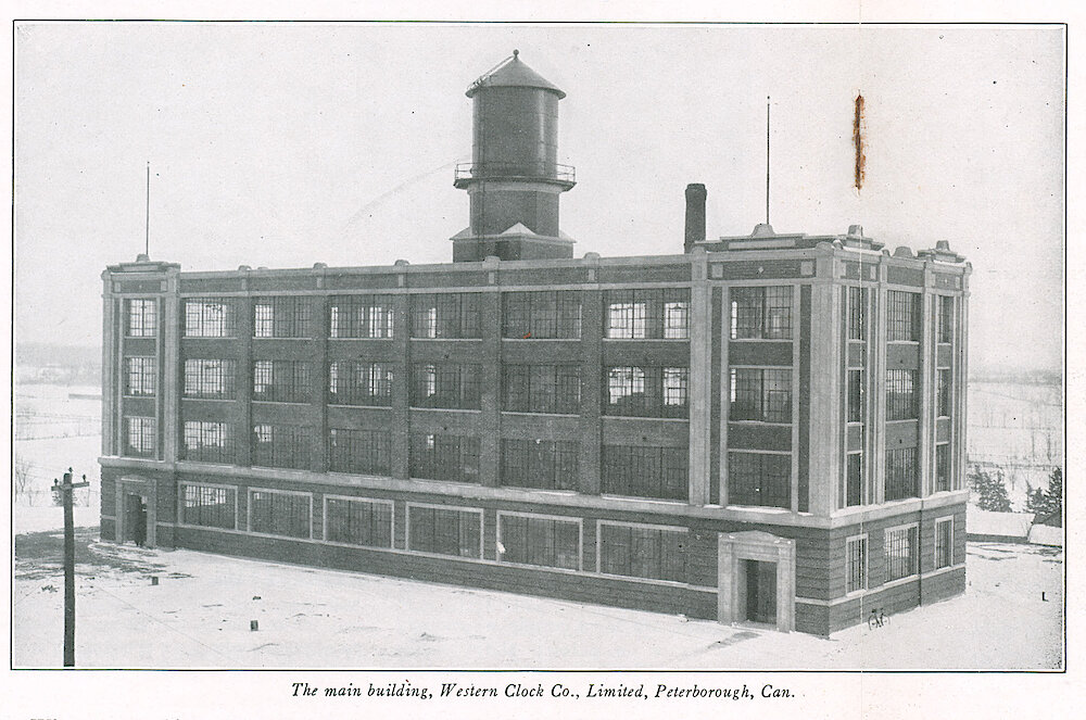 Westclox Tick Talk, April 1923 (Jewelers Edition), Vol. 8 No. 8 > 8-9. Factory: "A Photograph Of The Western Clock Co., Limited, Peterborough, Canada.