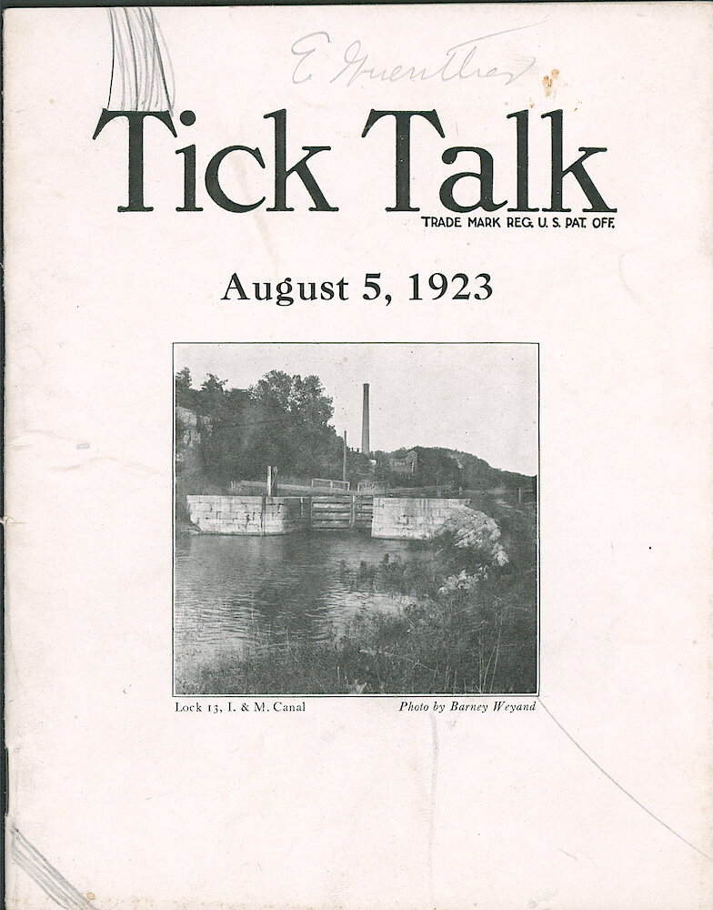 Westclox Tick Talk, August 5, 1923 (Factory Edition), Vol. 9 No. 3 > F. Picture: "Lock 13, I. & M. Canal" By Barney Weyand