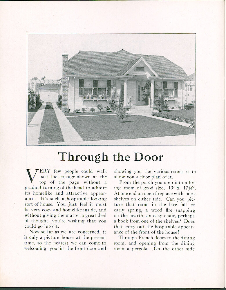 Westclox Tick Talk, August 20, 1923 (Factory Edition), Vol. 9 No. 4 > 2. Article: "Through The Door" Picture, Layout And Description Of One Of The Cottages In Central Park.