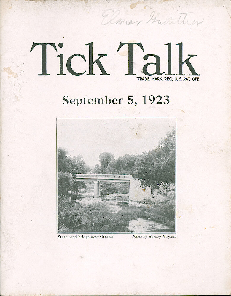 Westclox Tick Talk, September 5, 1923 (Factory Edition), Vol. 9 No. 5 > F. Picture: "State Road Bridge Near Ottawa" By Barney Weyand
