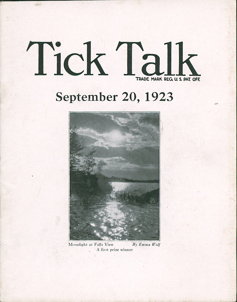 Westclox Tick Talk, September 20, 1923 (Factory Edition), Vol. 9 No. 6 > F. Picture: "Moonlight At Falls View - A First Prize Winner" By Emma Wolf