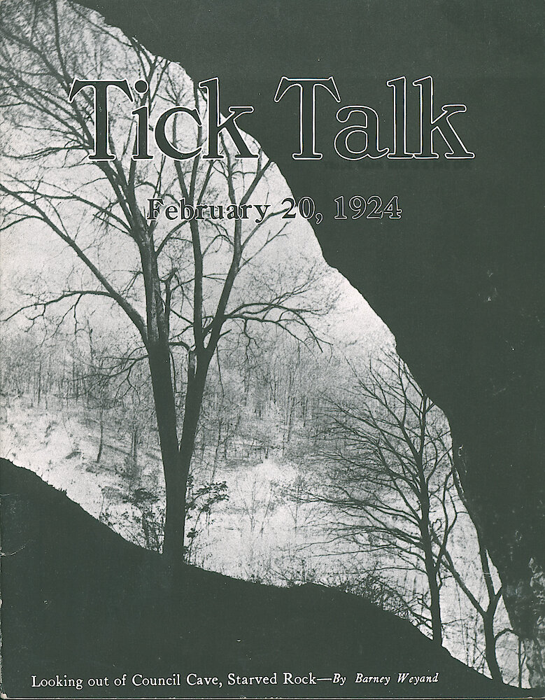 Westclox Tick Talk, February 20, 1924 (Factory Edition), Vol. 9 No. 16 > F. Picture: "Looking Out Of Council Cave, Starved Rock" By Barney Weyand