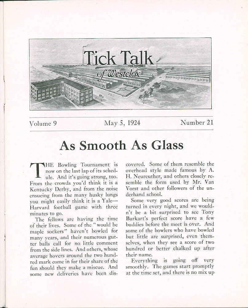 Westclox Tick Talk, May 5, 1924 (Factory Edition),Vol. 9 No. 21 > 1