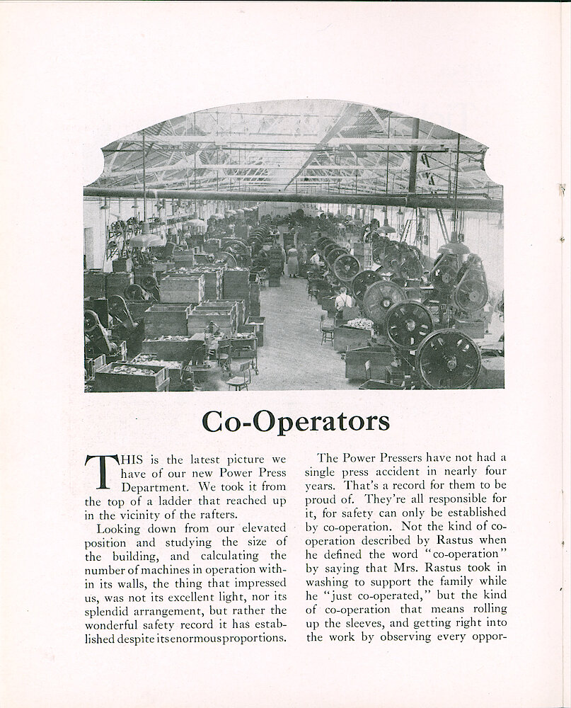 Westclox Tick Talk, May 5, 1924 (Factory Edition),Vol. 9 No. 21 > 8. Factory: Power Press Department