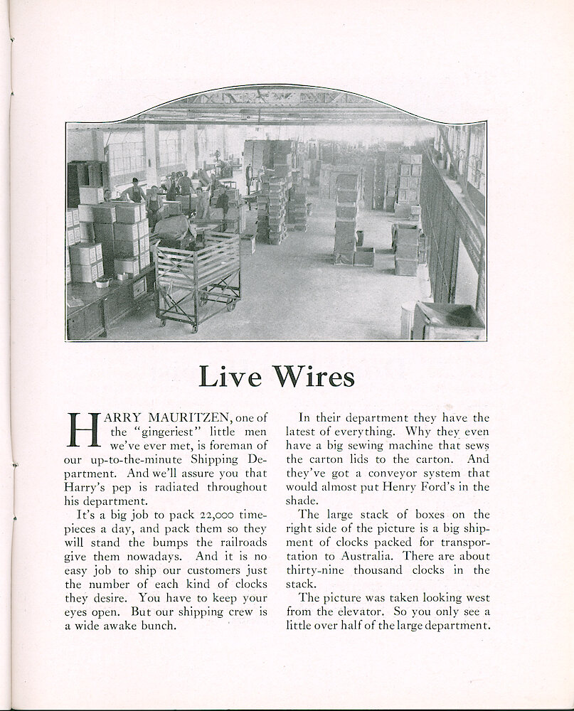 Westclox Tick Talk, May 20, 1924 (Factory Edition), Vol. 9 No. 22 > 5. Factory: The Shipping Department