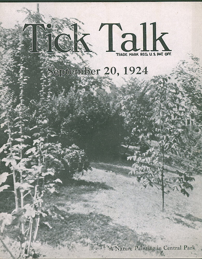 Westclox Tick Talk, September 20, 1924 (Factory Edition), Vol. 10 No. 6 > F. Picture: "A Nature Painting In Central Park"