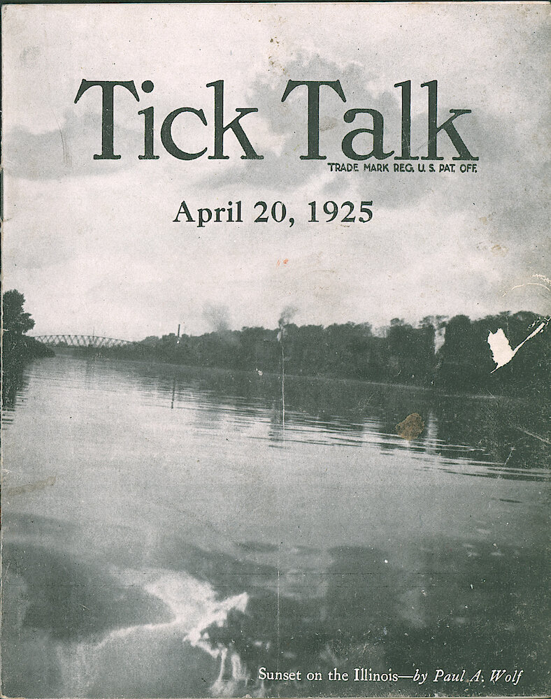 Westclox Tick Talk, April 20, 1925 (Factory Edition), Vol. 10 No. 20 > F. Picture: "Sunset On The Illinois" By Paul A. Wolf