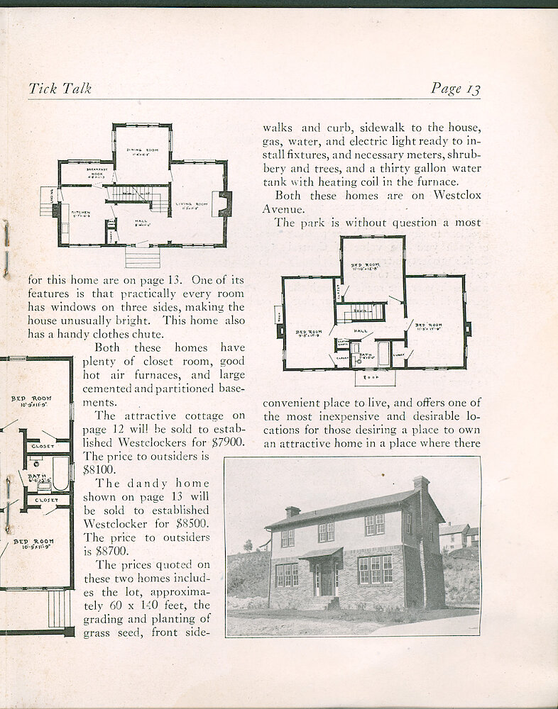 Westclox Tick Talk, July 5, 1926 (Factory Edition), Vol. 12 No. 1 > 13. Article: "Two Homes For Sale"