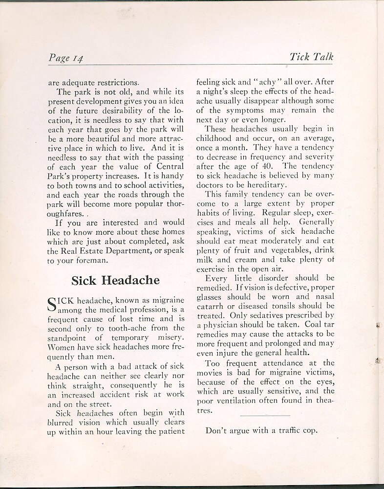 Westclox Tick Talk, July 5, 1926 (Factory Edition), Vol. 12 No. 1 > 14. Article: "Two Homes For Sale"