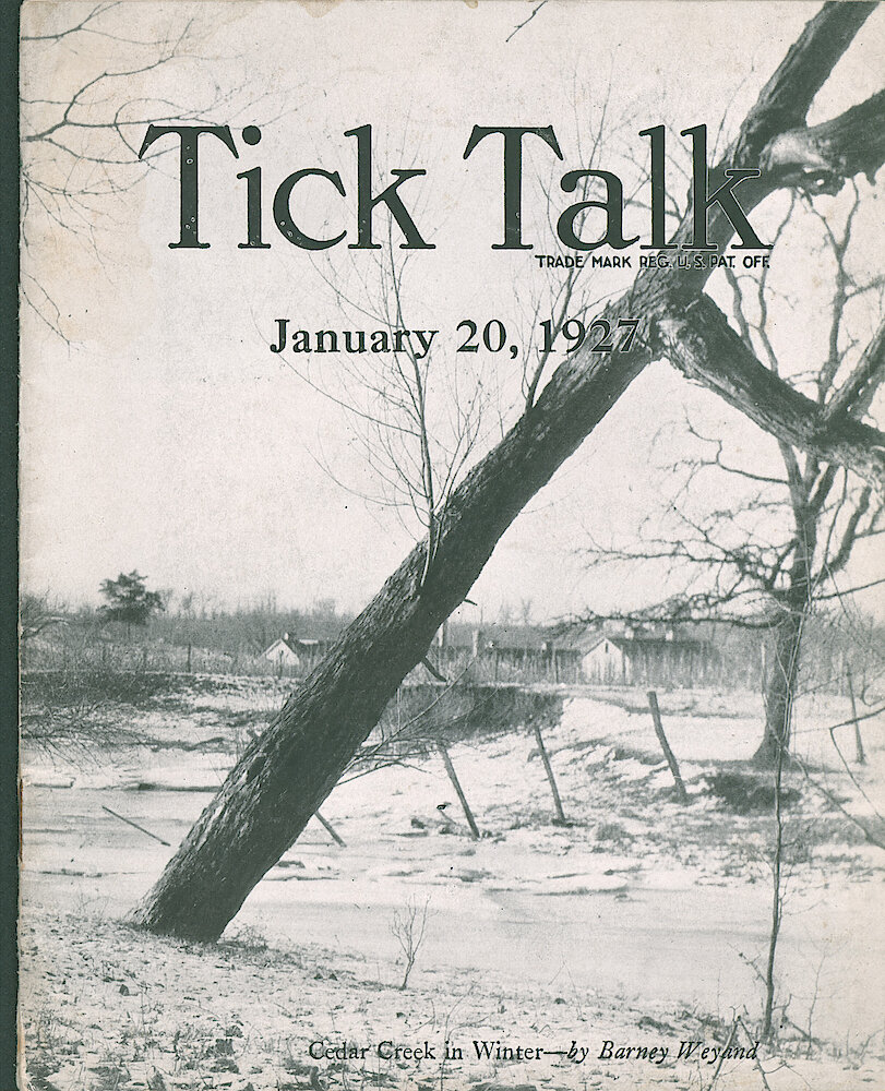 Westclox Tick Talk, January 20, 1927 (Factory Edition), Vol. 12 No. 14 > F. Picture: "Cedar Creek In Winter" By Barney Weyand