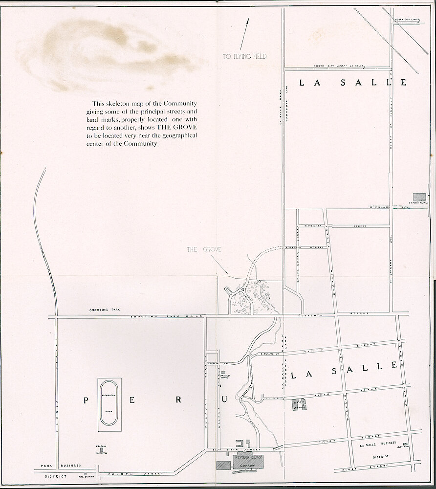 Westclox Tick Talk, January 20, 1929 (Factory Edition), Vol. 14 No. 14 > Map Insert. Picture: Map Of The La Salle Community, Showing Location Of The Grove