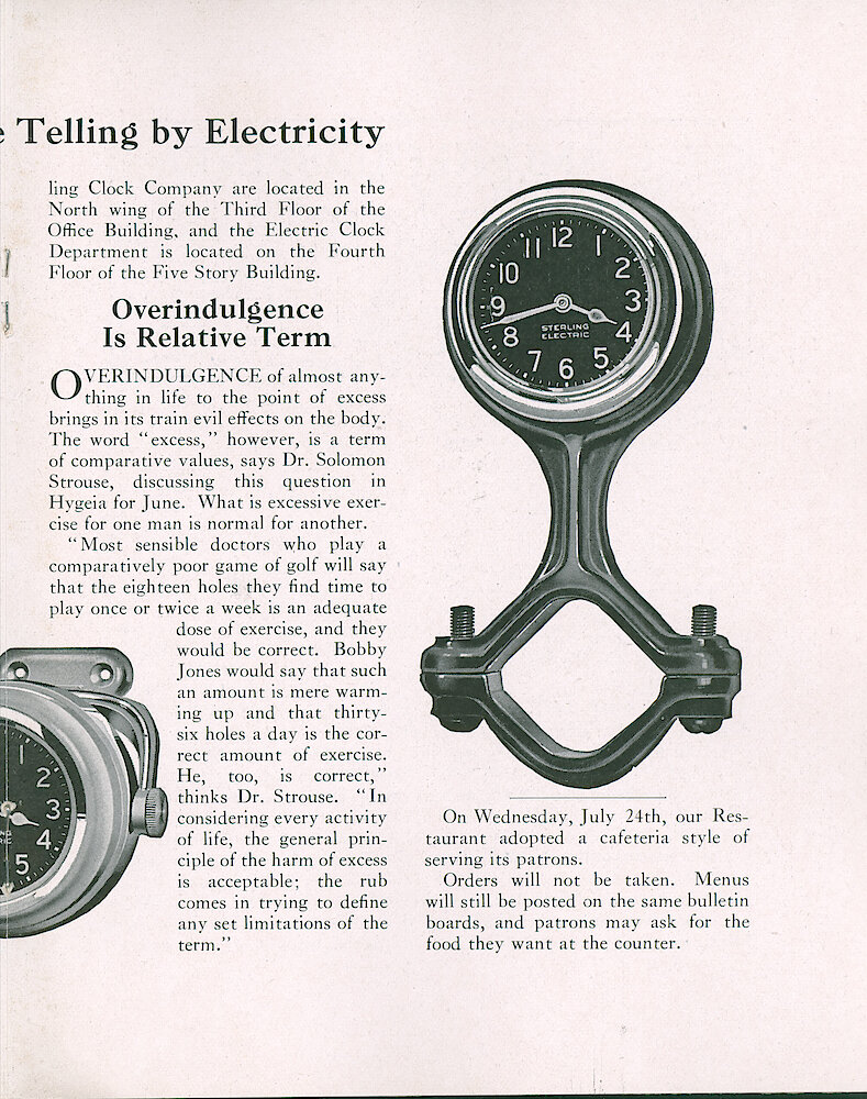 Westclox Tick Talk, July 20, 1929 (Factory Edition), Vol. 15 No. 2 > 13. Manufacturing: "Sterling Clocks—Time Telling By Electricity"