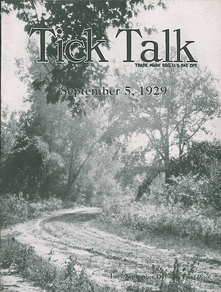 Westclox Tick Talk, September 5, 1929 (Factory Edition), Vol. 15 No. 5 > F. Picture: "Lazy September Day" By Paul Wolf