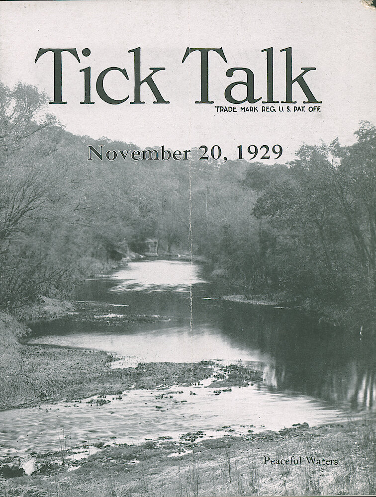 Westclox Tick talk, November 20, 1929 (Factory Edition), Vol. 15 No. 10 > F. Picture: "Peaceful Waters"